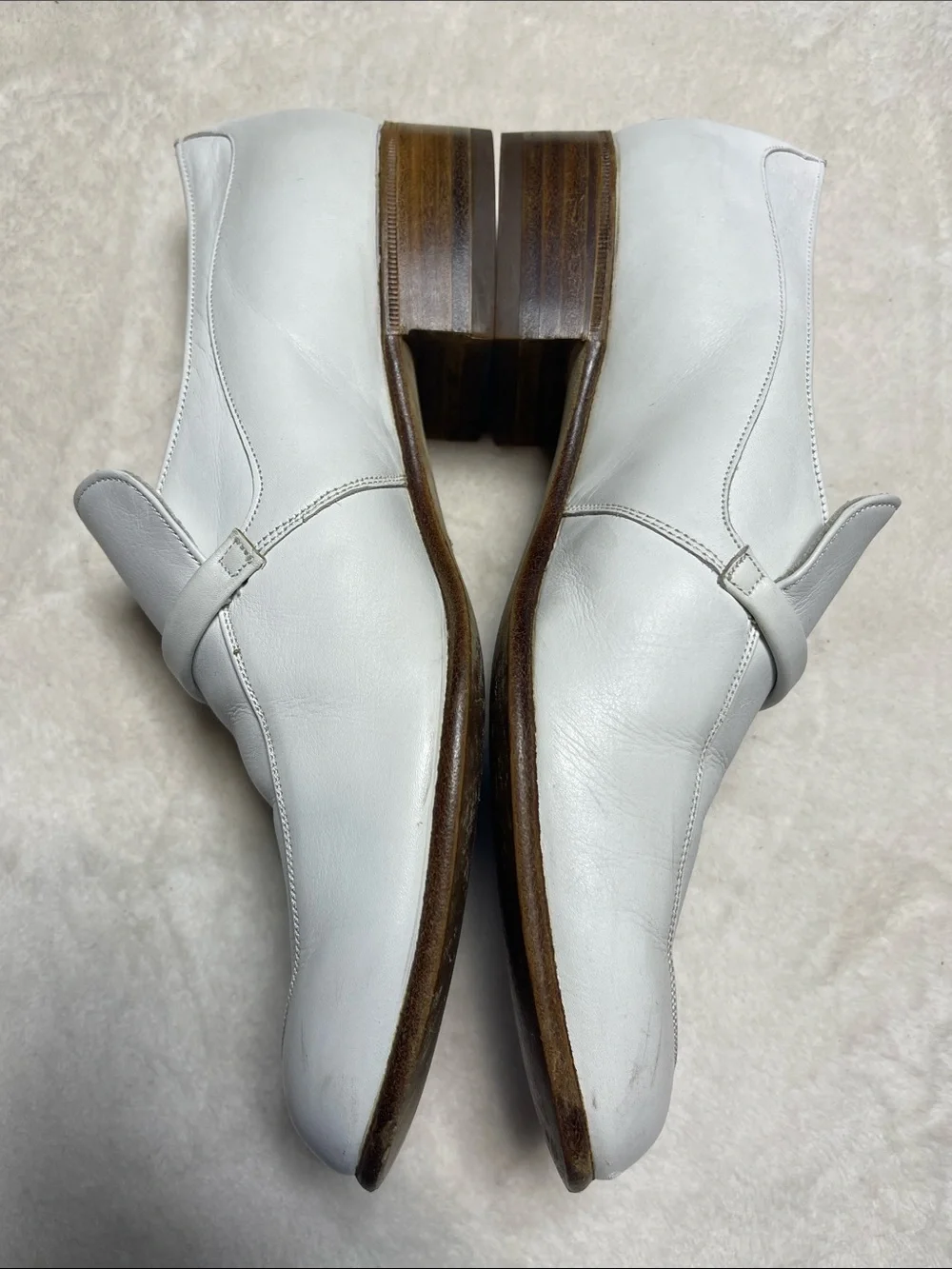 Bally Laveno White Leather Slip-On Loafers with Gold Accent Size 6.5 Men’s